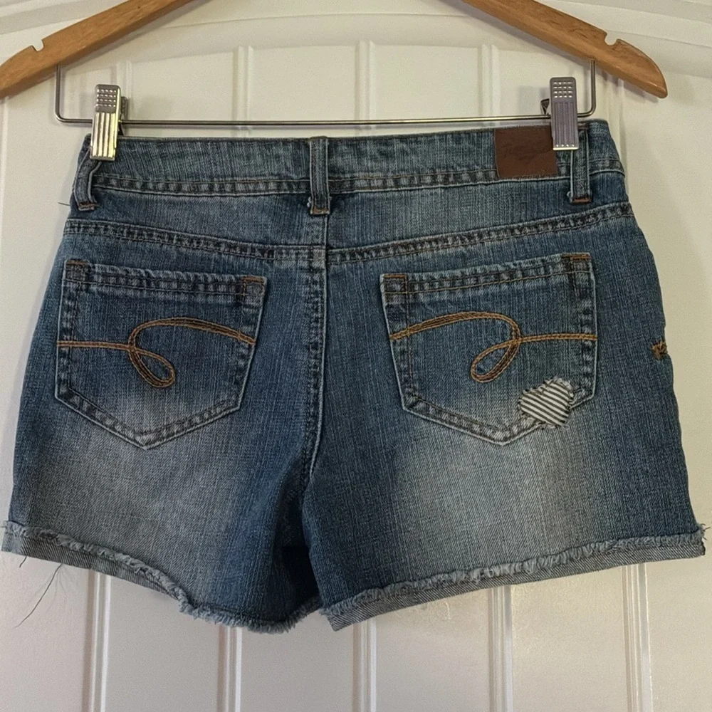 Justice Jean Shorts with Heart and Star Patches 14S